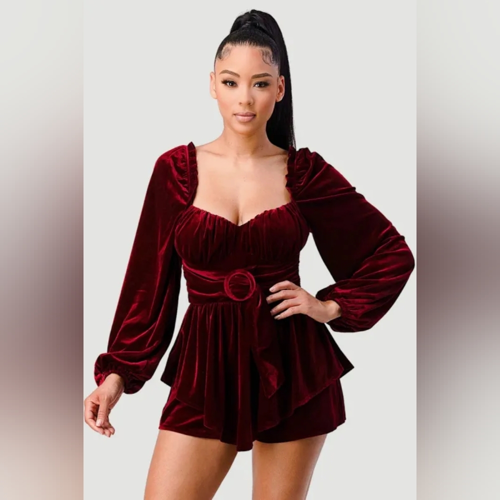Lilly's Kloset Rich Burgundy Velvet Dress